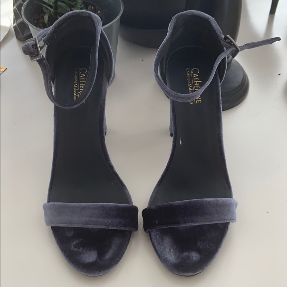 Sultry Blue Velvet Chunky Heel Sandal